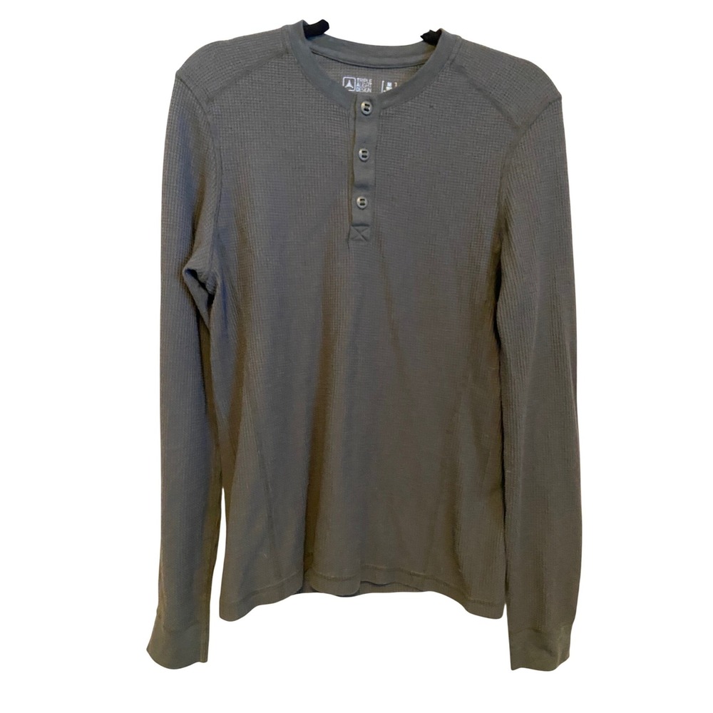 Triple Aught Design Merino Wool Waffle Knit Henley Shirt Mens Medium Made in USA